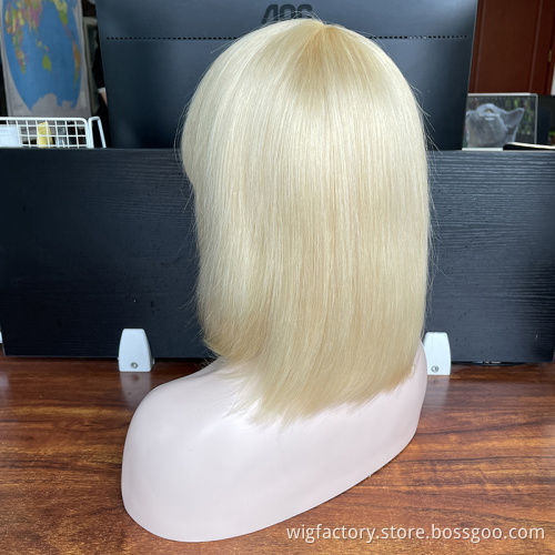 Wholesale Straight 613 blonde remi human hair wigs blond bang, blonde bob 613 lace front wig,150% density bob wigs human hair